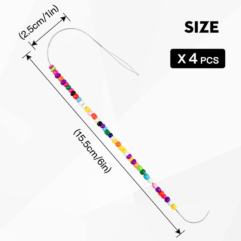 INDIVSHOW The Clay Seed Three Generation 4 Pcs Big Eye Curved Beading Needles,Stainless Steel Bead Spinner Needles for Bracelet Necklace Jewelry Making (Needle) - Image 2